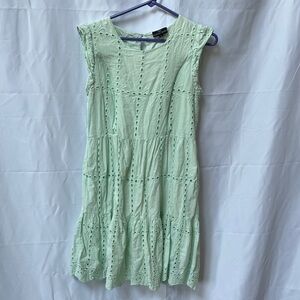 Nursing Queen Mint Green Eyelet Tiered Midi Dress